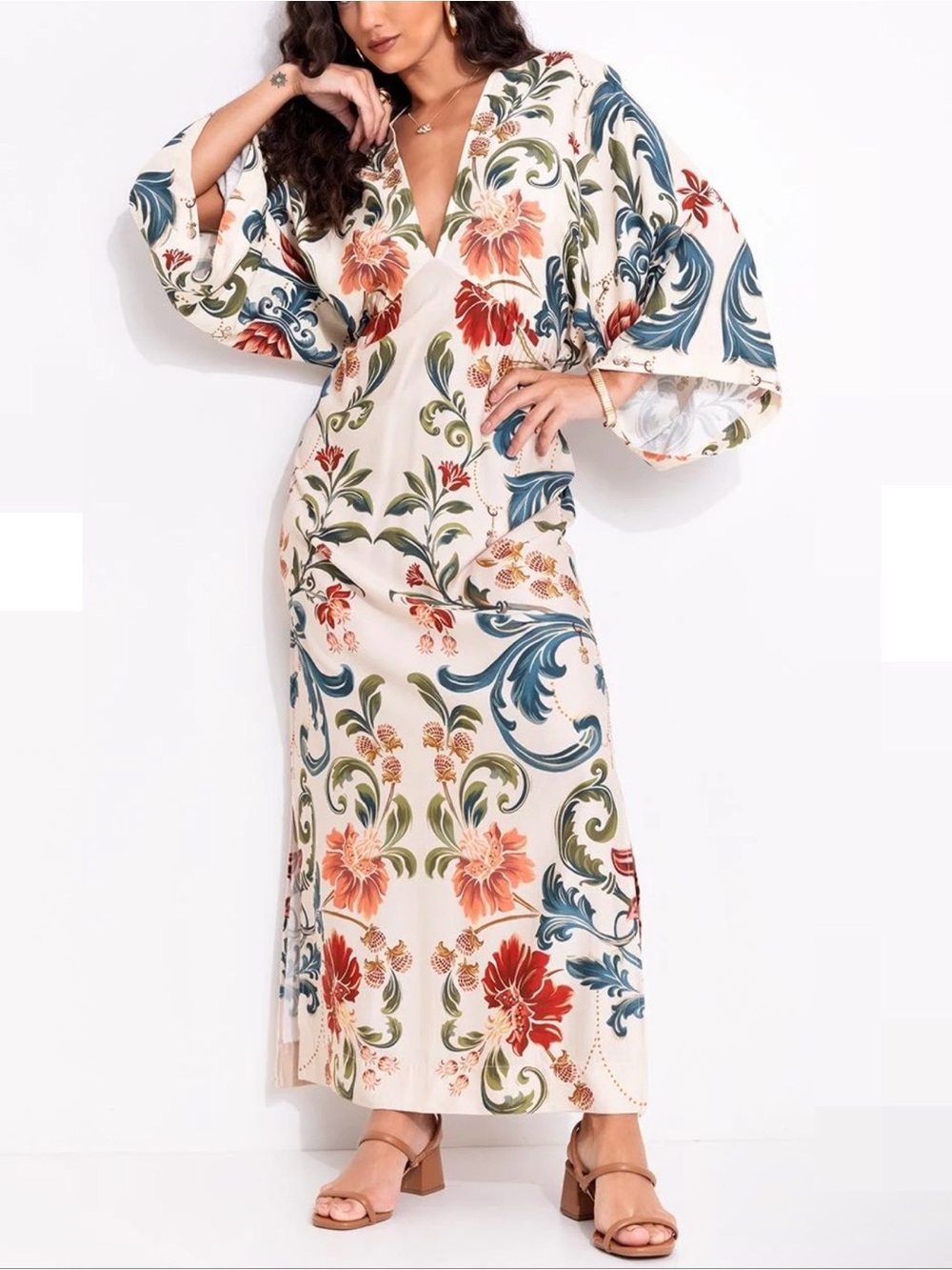 FARM Rio Cream Dress Floral Size XL
